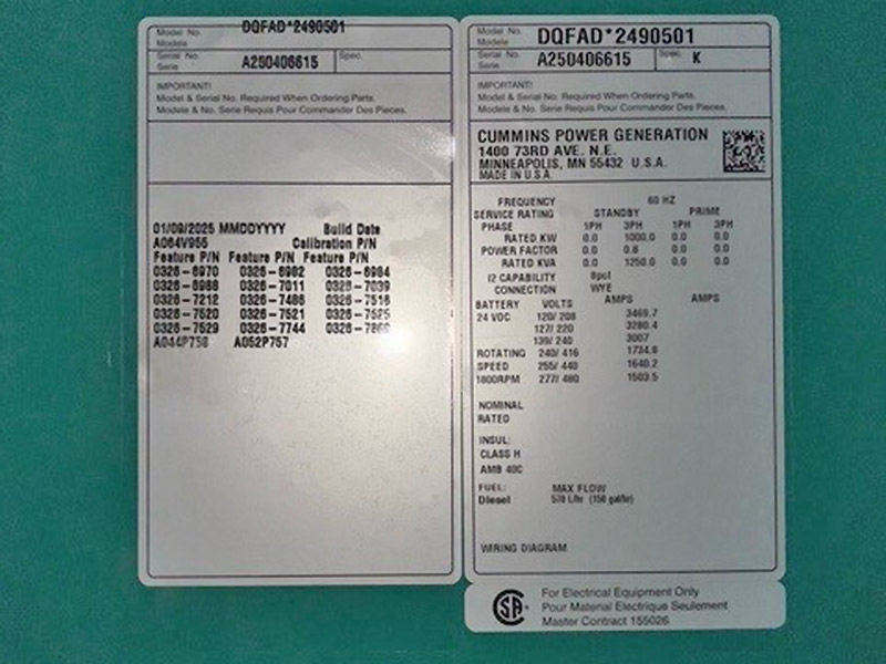 Cummins 1000 kW DQFAD Cummins 1000 kW DQFAD